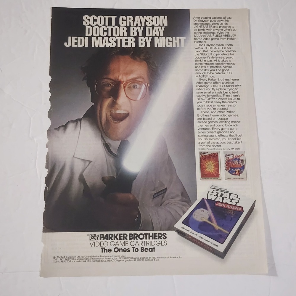 Vintage 1982 Star Wars Jedi Arena Parker Brothers Print Ad Scott Grayson Ad